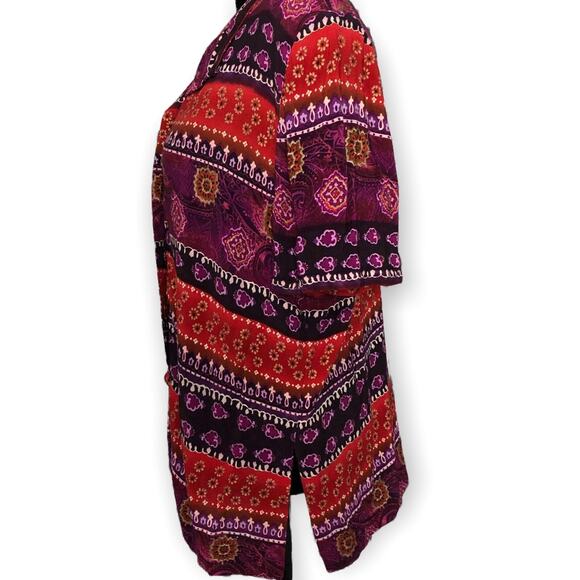 Melissa Harper MHM Button Up Shirt Women's 14 Multicolor Geometric Blouse VTG - Picture 4 of 8